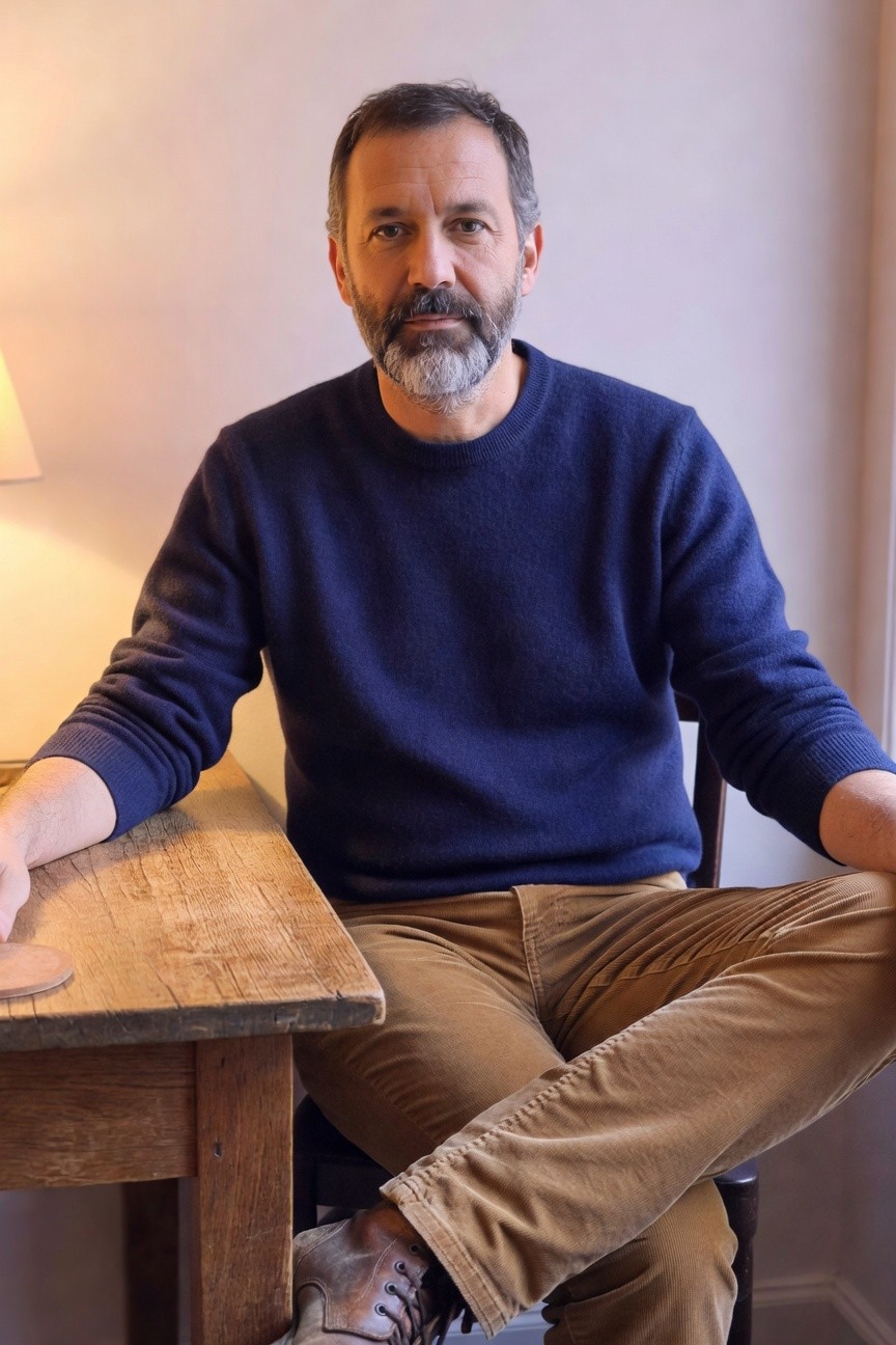 Navy Sweater and Corduroy Pants