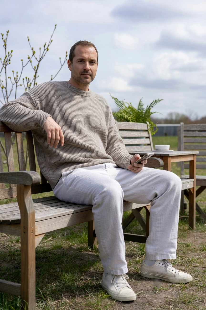 Baggy Knit Sweater and Linen Pants
