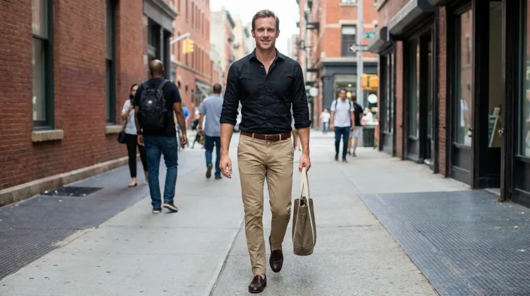 24 Clean Black Shirt and Khaki Pants Outfits for Men for Elevated Casual Style
